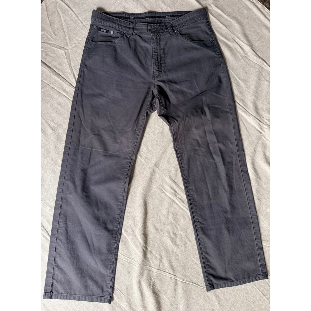 Hugo Boss Oklahoma Men's Straight Leg Trousers Gray Cotton Pants 35X30 Chinos